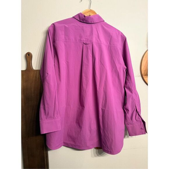 Athleta Purple Performance Oversized Poplin Top Jazzy Button-Up Shirt Size Small - Picture 2 of 6